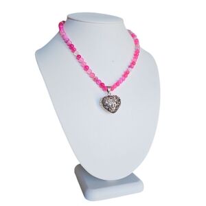 Vintage & Unique Handcrafted Beaded,Heart Pendant Necklace.